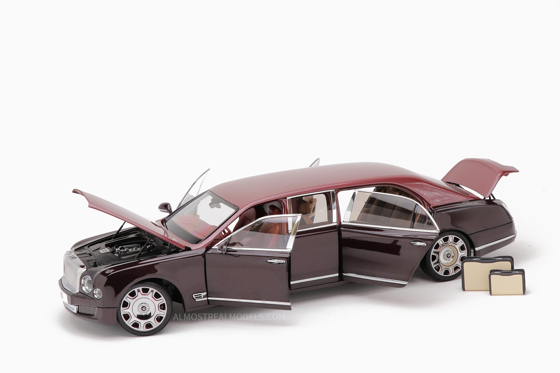 Bentley Mulsanne Grand Limousine Light Claret Over Claret 1:18 by Almost Real