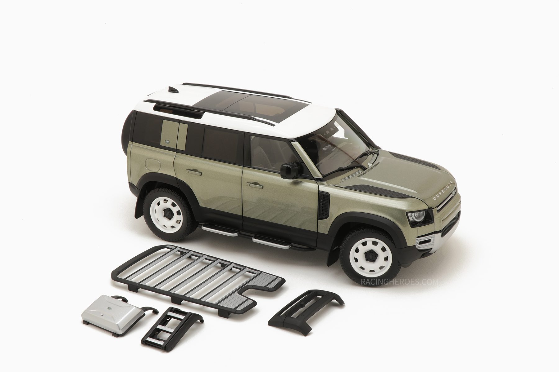 Land Rover Defender 110 with Roof Pack - 2020 - Pangea Green Almost Real 1:18
