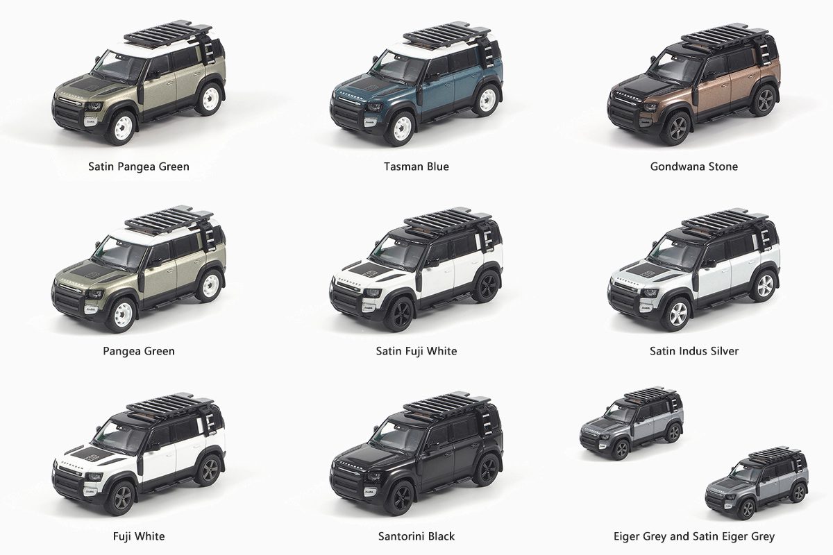 9-Car Set Land Rover Defender 110 & 90 - 2020 1:64